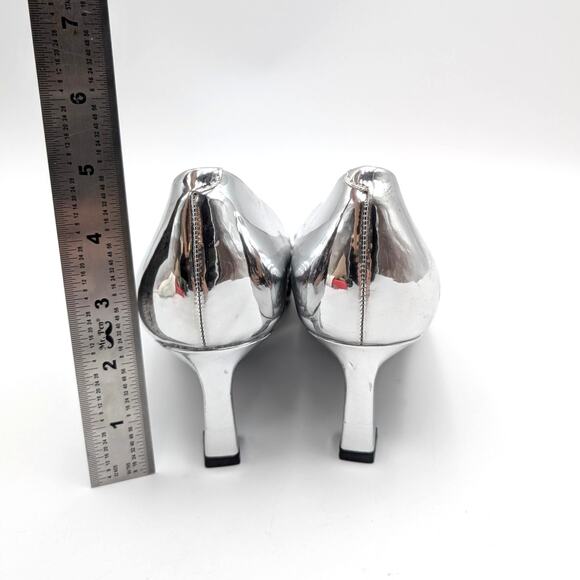 Steve Madden Nathalia Patent Leather Kitten Heels Women's Silver Metallic US8.5M - Picture 4 of 13